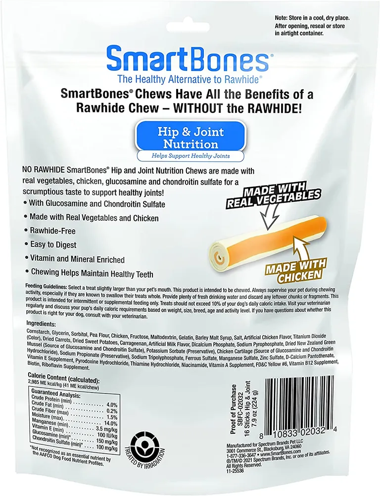 SmartBones Hip & Joint Care Treat Sticks for Dogs - Chicken Photo 2