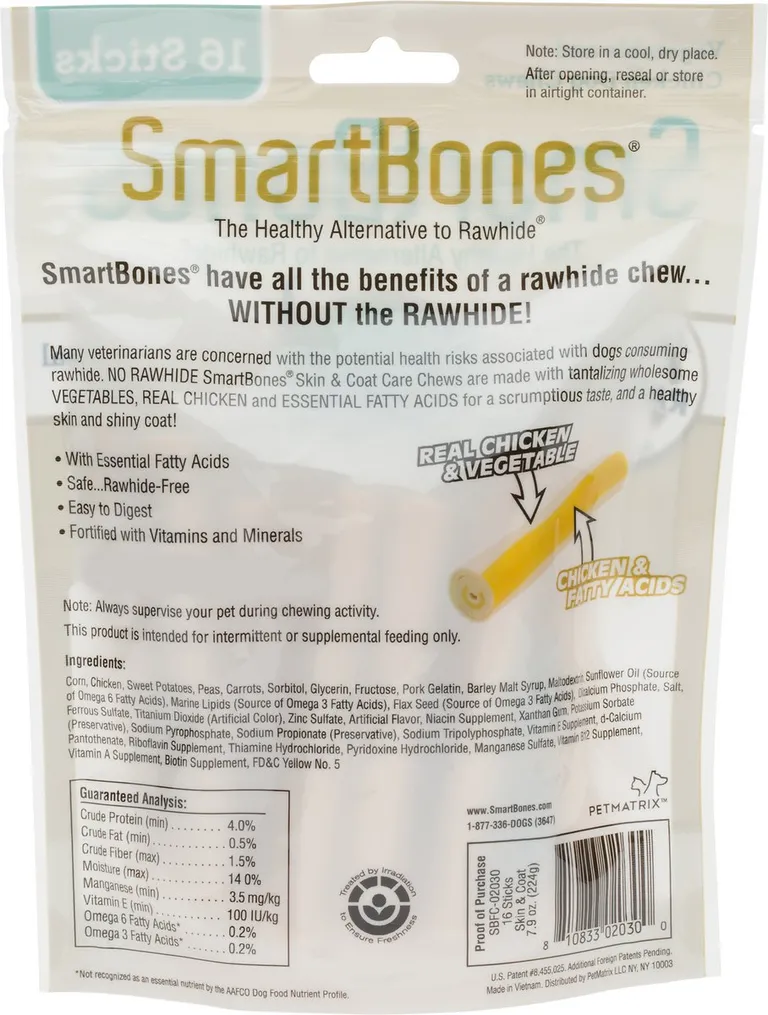 SmartBones Skin & Coat Care Treat Sticks for Dogs - Chicken Photo 2