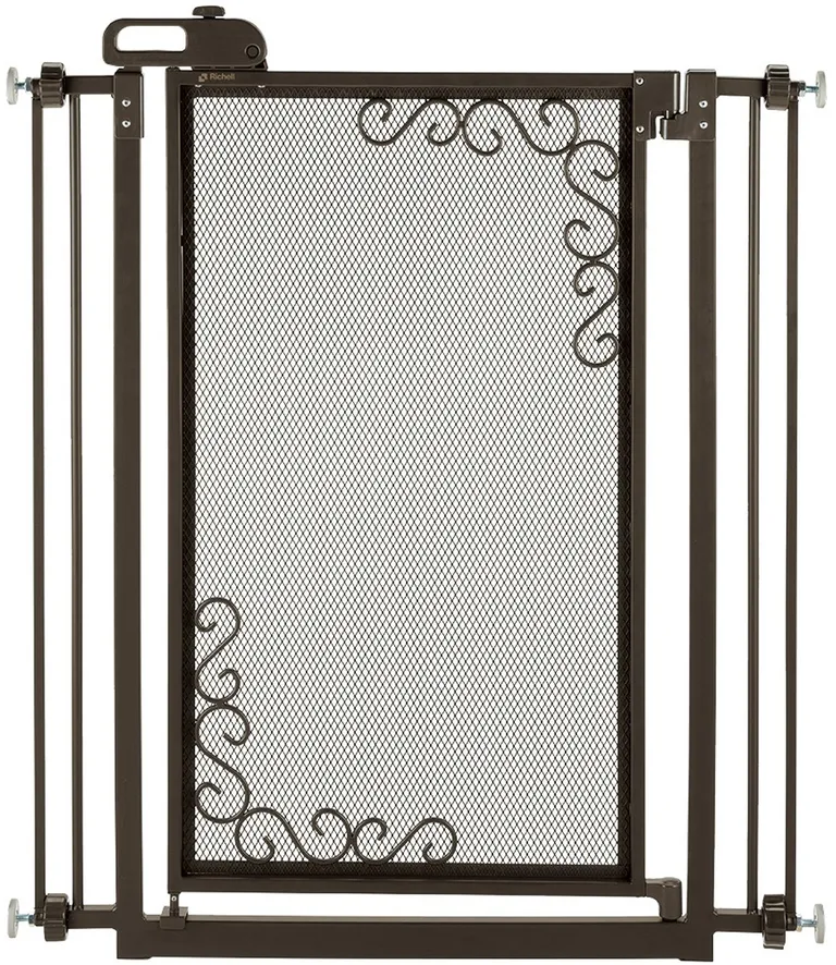 Tall One-Touch Metal Mesh Pet Gate in Antique Bronze Photo 2