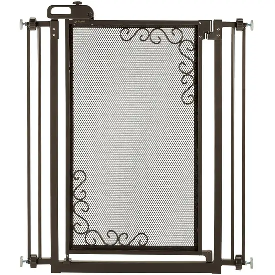 Tall One-Touch Metal Mesh Pet Gate in Antique Bronze Photo 2