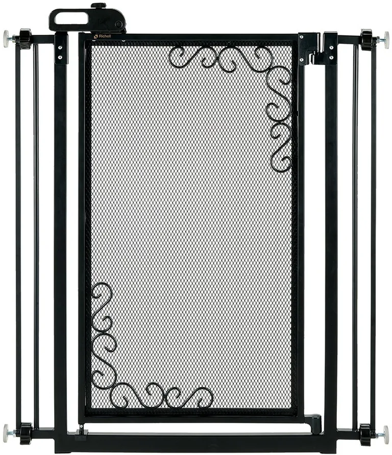 Tall One-Touch Metal Mesh Pet Gate in Black Photo 2