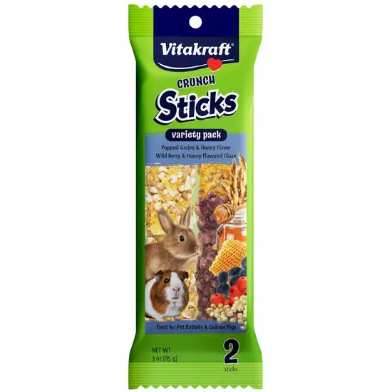 Vitakraft Crunch Sticks Rabbit & Guinea Pig Treats Variety Pack - Popped Grains & Wild Berry Photo 1