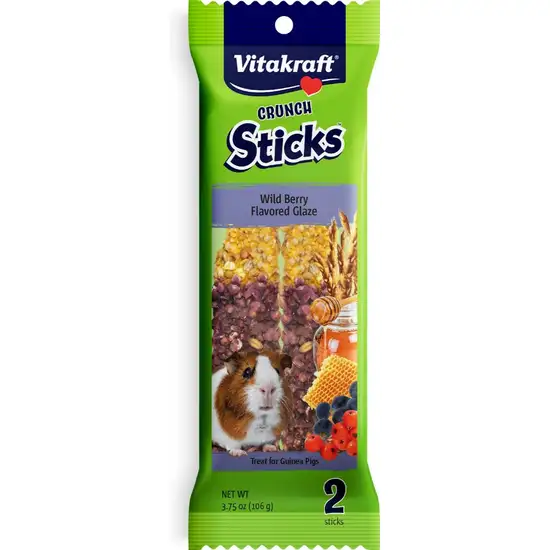 Vitakraft Triple Baked Crunch Sticks Treat for Guinea Pigs - Berry & Yogurt Flavor Photo 1