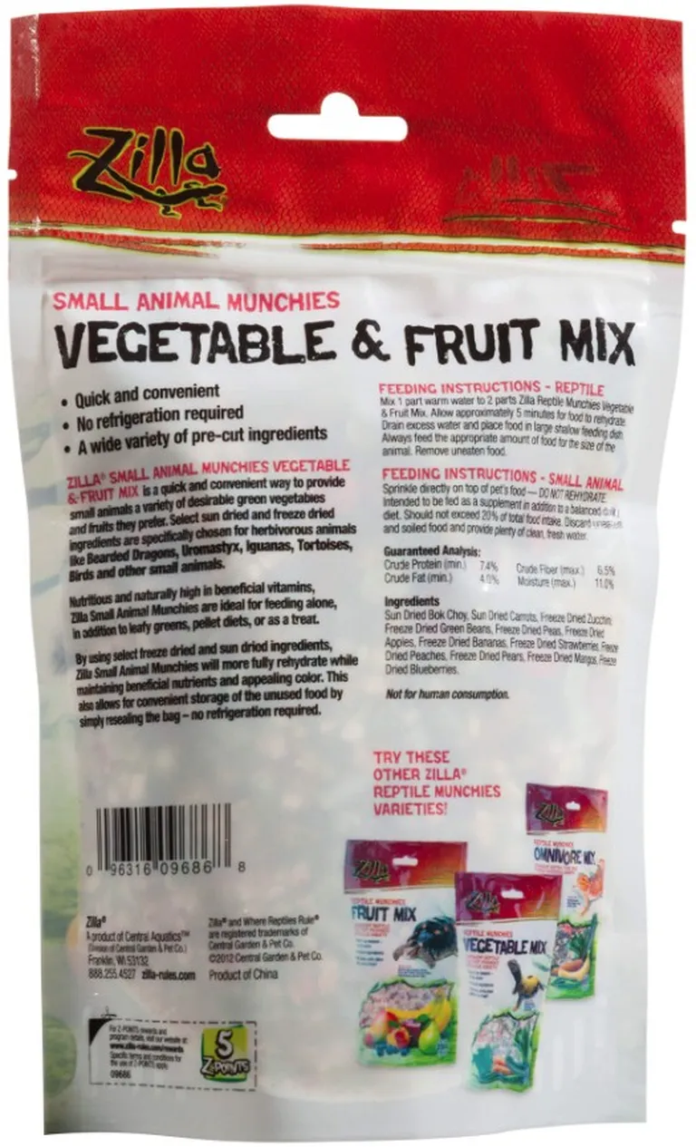 Zilla Small Animal Munchies - Vegetable & Fruit Mix Photo 2