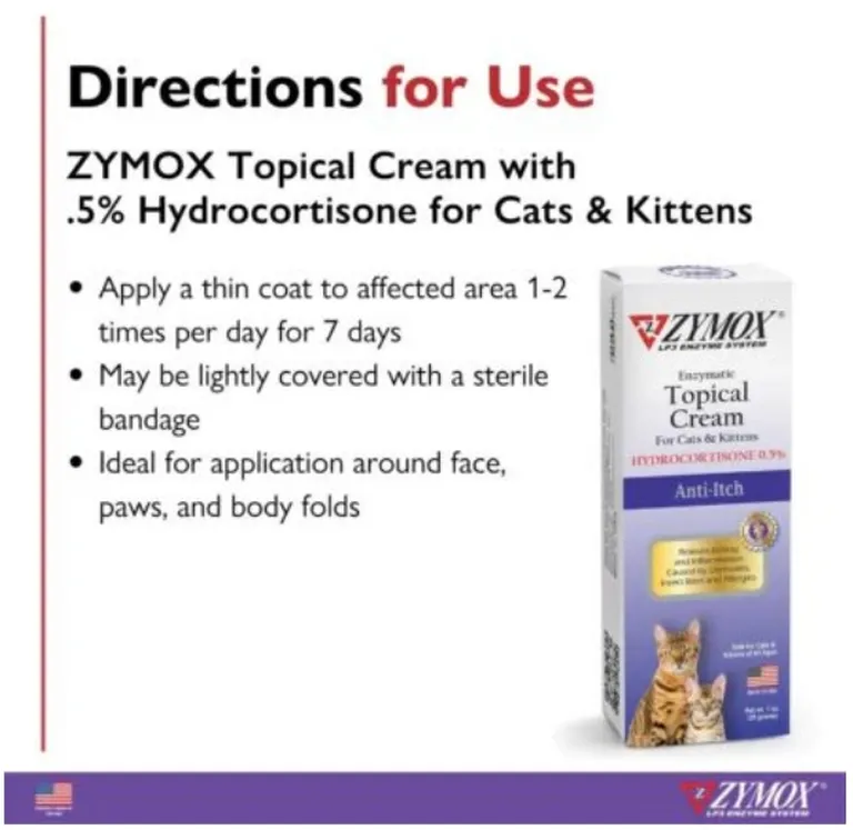 Zymox Enzymatic Anti-Itch Topical Cream for Cats & Kittens with Hydrocortisone Photo 4