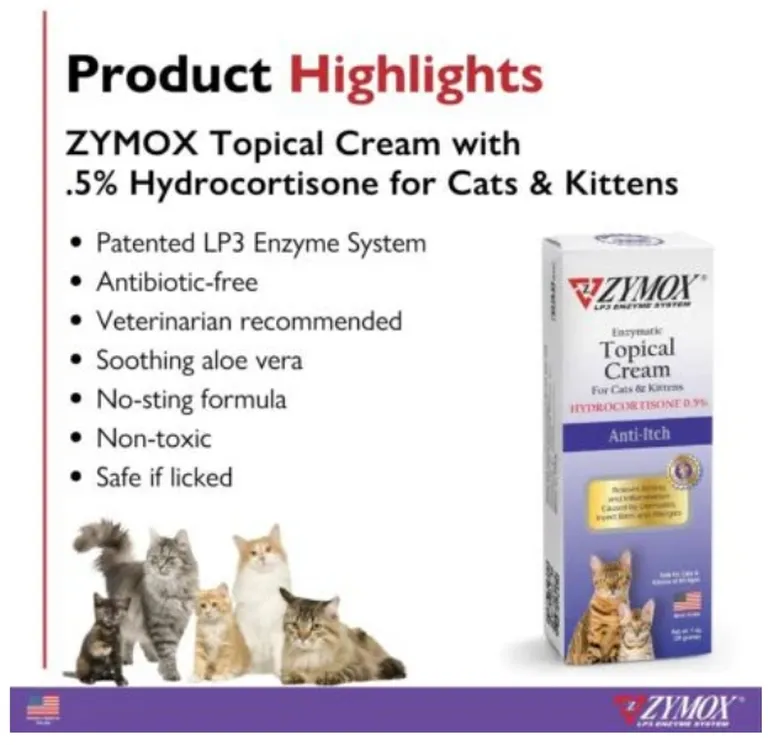 Zymox Enzymatic Anti-Itch Topical Cream for Cats & Kittens with Hydrocortisone Photo 1