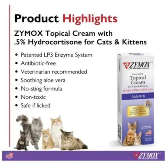 Zymox Enzymatic Anti-Itch Topical Cream for Cats & Kittens with Hydrocortisone Photo 2