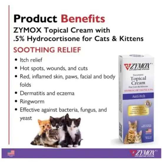 Zymox Enzymatic Anti-Itch Topical Cream for Cats & Kittens with Hydrocortisone Photo 3